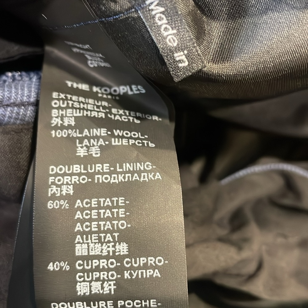 The Kooples blue sky regular fit SUIT PANTS NWT size 46 Europe - Picture 10 of 10